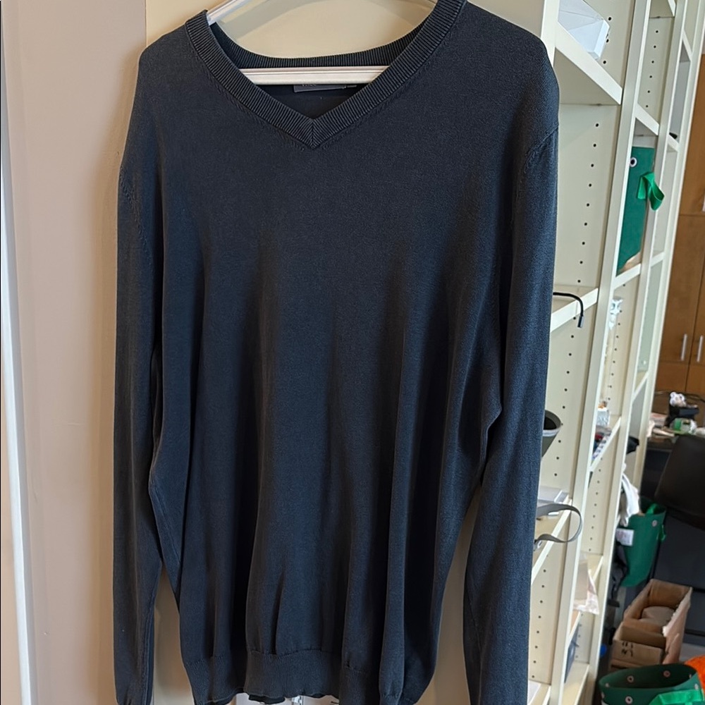 Vince Blue V-Neck Sweater Knit Relaxed Fit